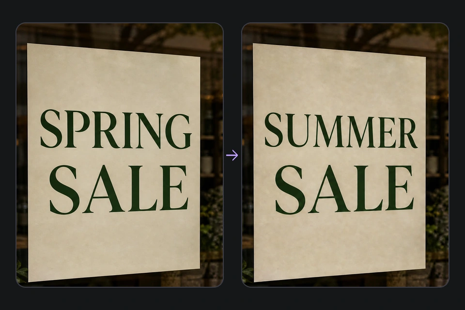 Edited lettering on a sign in a photograph