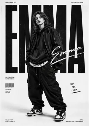 Monochrome Streetwear Editorial Poster