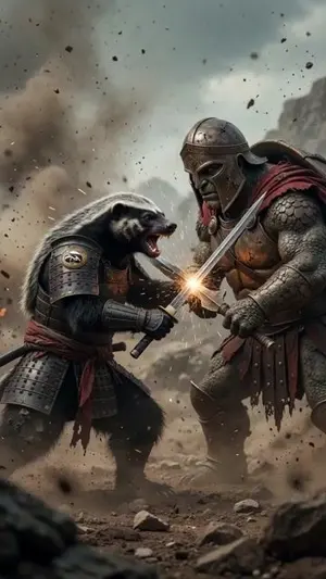 Samurai Honey Badger vs Spartan Turtle