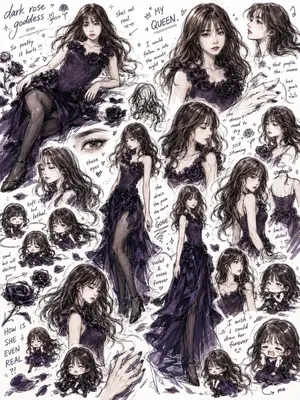Dark Rose Goddess Sketchbook Collage