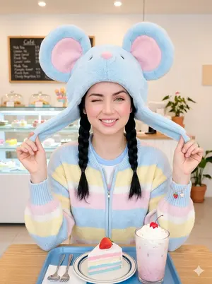 Kawaii Café Pigtails Portrait - Nano Banana Pro AI Prompt for Social Media Post