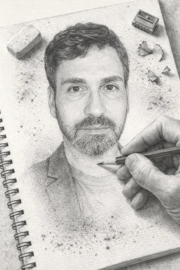 Ultra-Detailed 3D Graphite Sketch — AI 이미지 프롬프트 예시