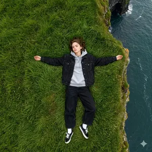 Bird's Eye View Coastal Portrait - Nano Banana Pro AI Prompt for Social Media Post