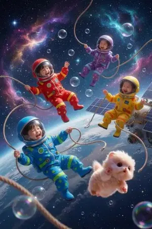 Astronaut Children in Zero Gravity