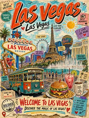 Vintage Las Vegas Travel Collage