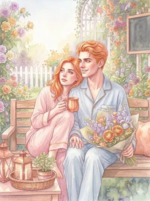 Romantic Garden Watercolor Illustration - Nano Banana Pro AI Prompt for Comic / Storyboard