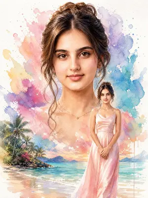 Watercolor Beach Portrait Collage