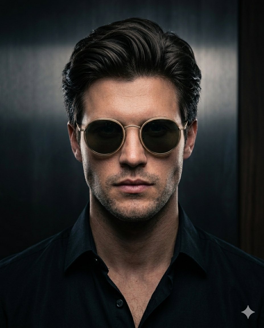 Minimalist Noir Sunglasses Portrait - Nano Banana Pro AI Prompt for Product Marketing