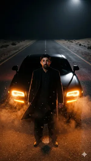 Cinematic Desert Highway Car Portrait
