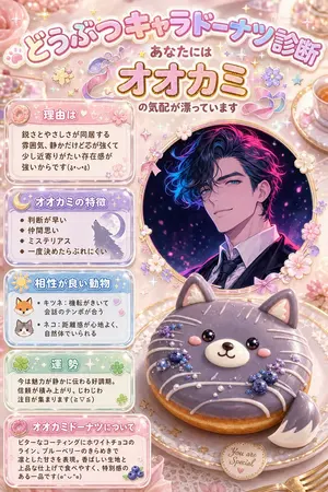 Kawaii Wolf Donut Diagnosis Poster