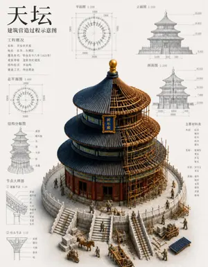 Chinese Temple Construction Blueprint