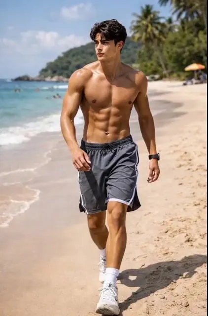 Man Stumbling on Beach — AI Image prompt example