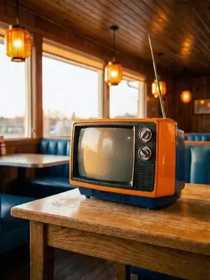 Technical animation of a levitating, exploding vintage television