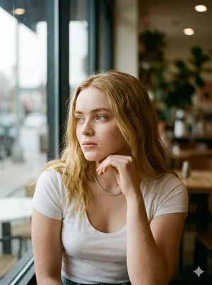 Cinematic Cafe Contemplation - Nano Banana Pro AI Prompt for Social Media Post