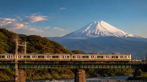 Mount Fuji Train Wallpaper