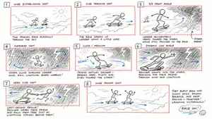 Hand-Drawn Storyboard Previs Sketch