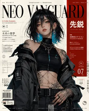 Cyberpunk Anime Fashion Magazine Cover
