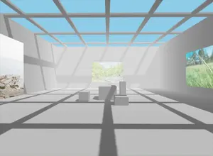 Three.js museum walkthrough scene