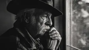 Noir Elderly Man by Window