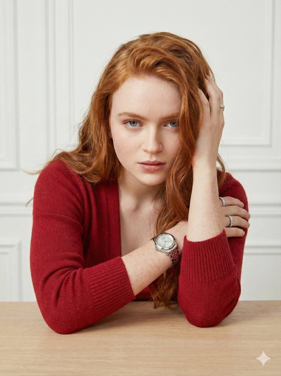 Sadie Sink Editorial Portrait Prompt - Nano Banana Pro AI Prompt for Product Marketing