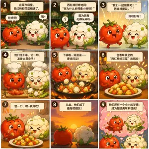 Nine-Panel Vegetable Anime Comic