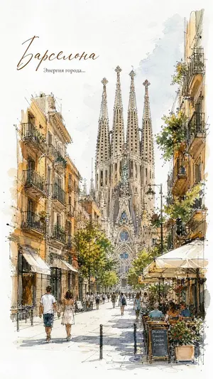 European City Watercolor Sketch Poster