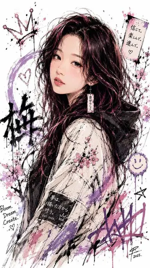 Japanese Ink Splatter Illustration