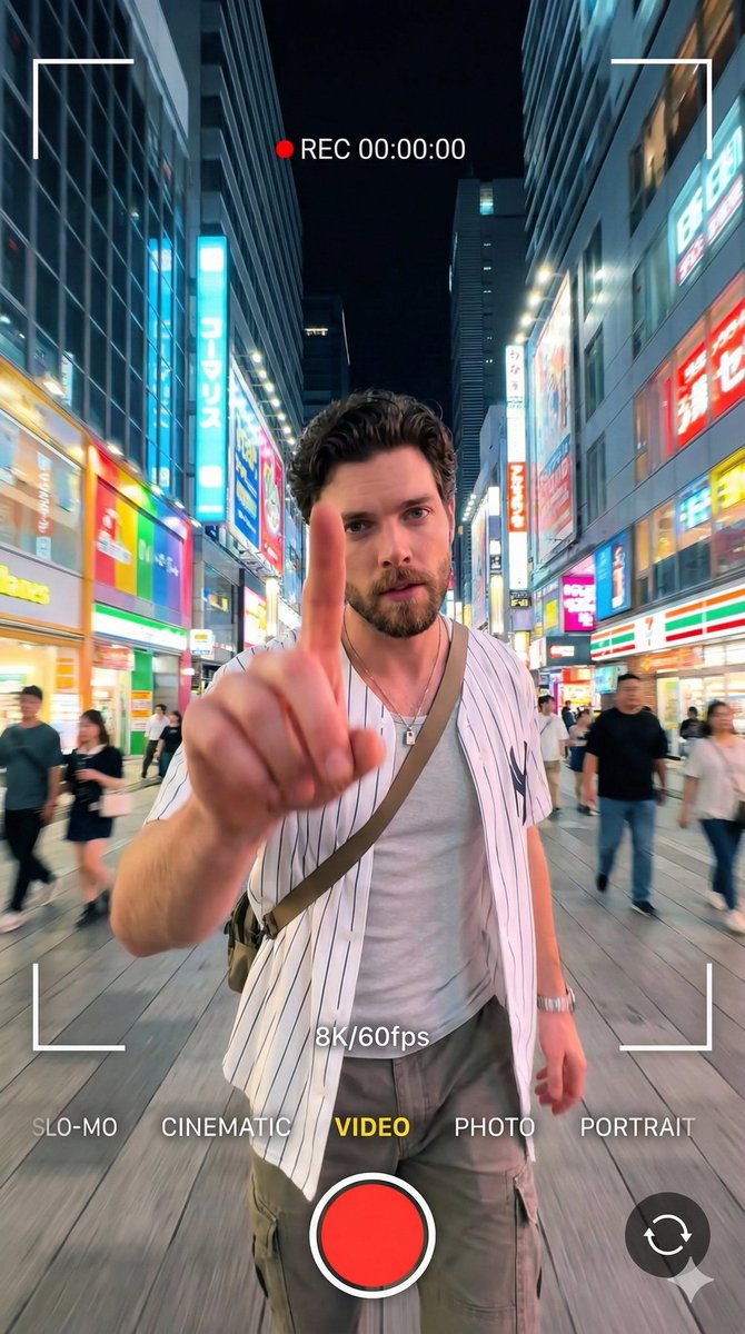 8K Cinematic Portrait with Video UI Overlays - Nano Banana Pro AI Prompt for Social Media Post