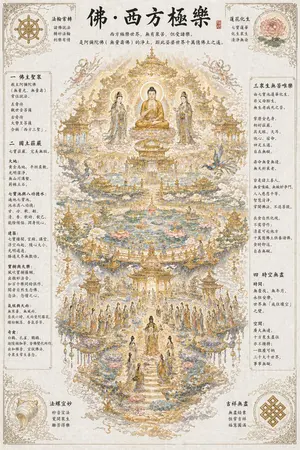 Ethereal Buddhist Pure Land scene