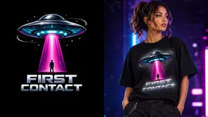 First Contact Sci-Fi T-Shirt Design