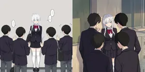 Girl cornered by three male students