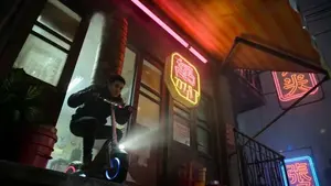 Multi-Shot Action-Comedy Scene Prompt: Neon Dumpling Courier