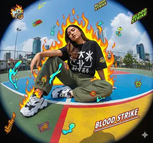 Y2K Streetwear Fashion Editorial Portrait (JSON format)