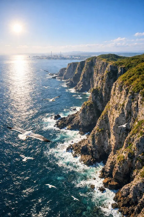 Detailed Aerial Coastal Landscape — AI Image prompt example