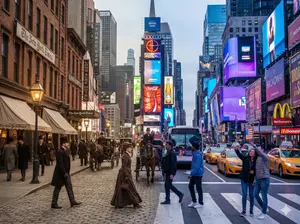Times Square Time-Blend Split-Screen - Nano Banana Pro AI Prompt for Social Media Post