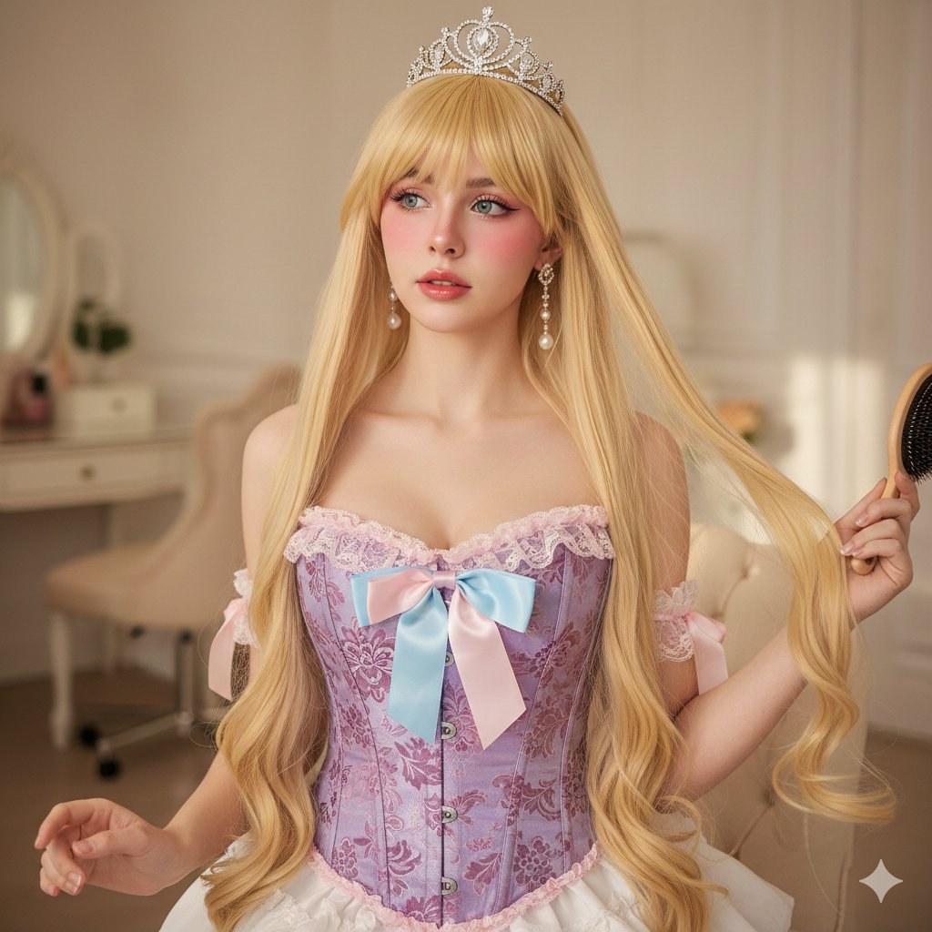 Photorealistic Princess-core Cosplay Portrait - Nano Banana Pro AI Prompt for Social Media Post
