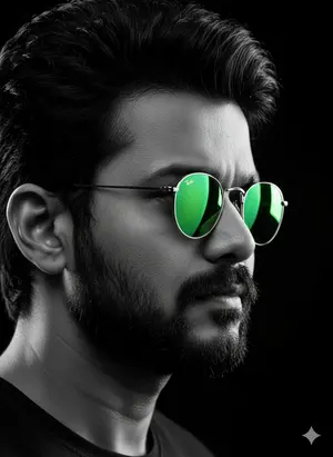 Cinematic B&W Portrait with Selective Emerald Color - Nano Banana Pro AI Prompt for Profile / Avatar
