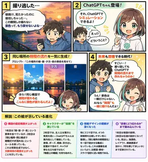 Educational 4-Panel Manga with Infographic
