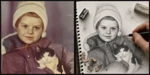 Vintage Photo to Graphite Sketch