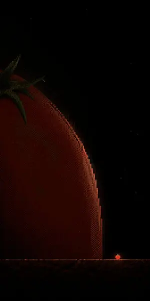 Tiny Tomato in Dark Pixel Void
