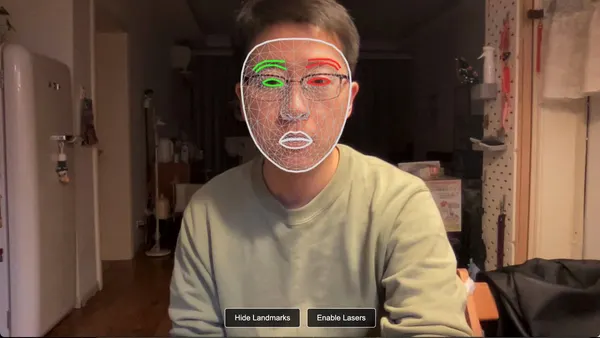 Laser eye effect web demo with Mediapipe and Three.js — AI画像プロンプトの例