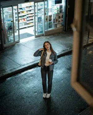 Candid Night Street Fashion Photograph