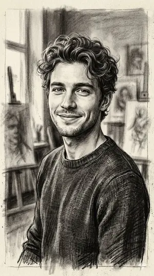 Hand-Drawn Charcoal Sketch Portrait
