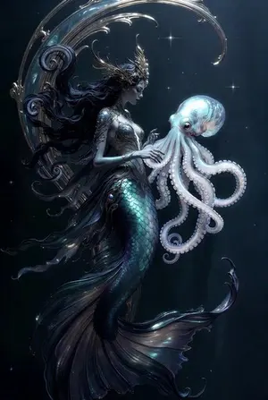 Mermaid Empress and Octopus Guardian
