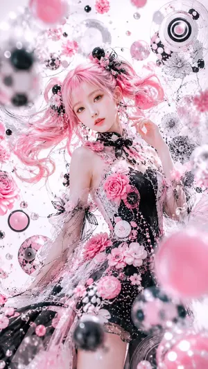 Pink Gothic Floral Fantasy Portrait