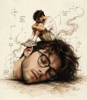 Surreal Conceptual Overthinking Illustration