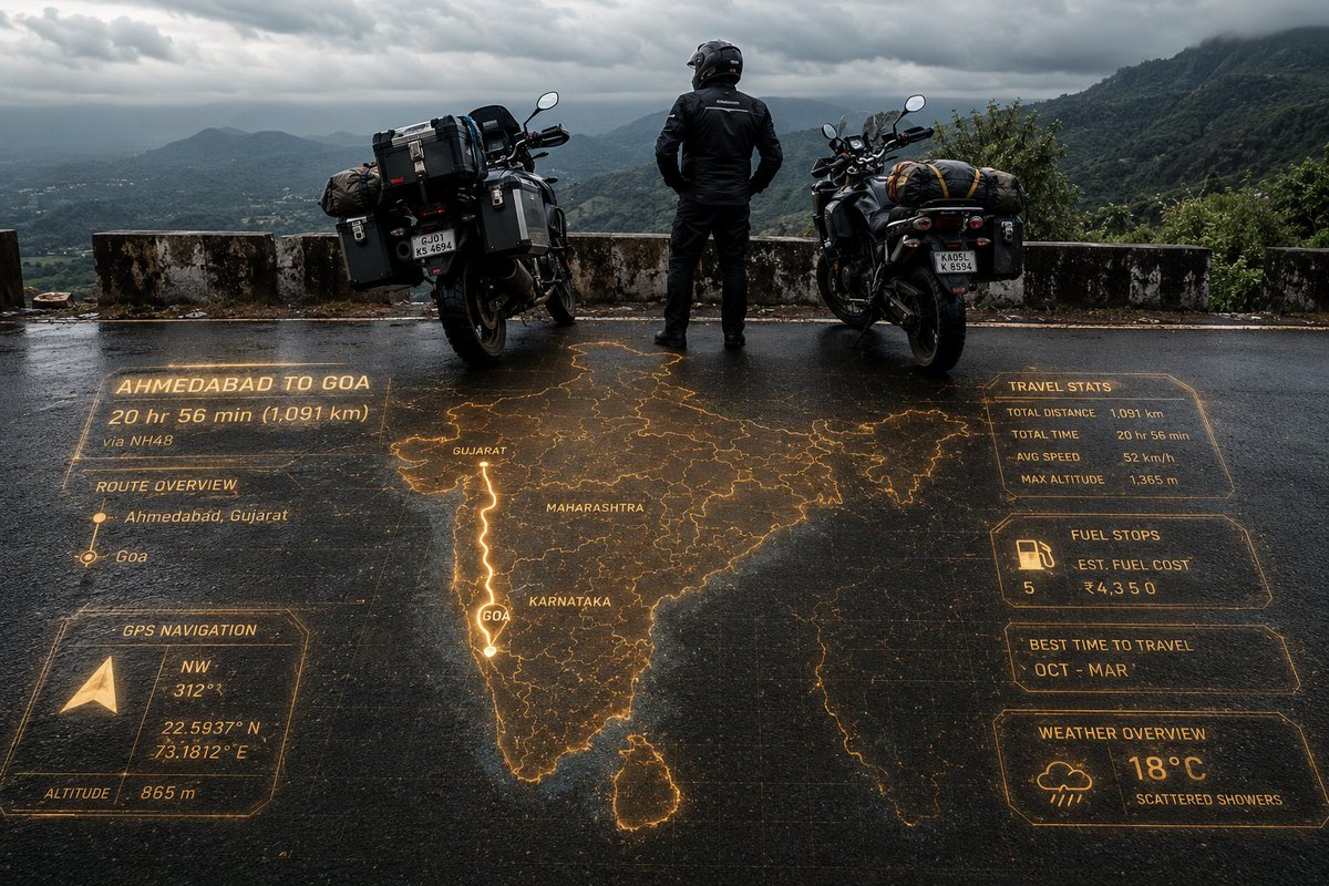 Adventure Motorcyclist with Holographic HUD