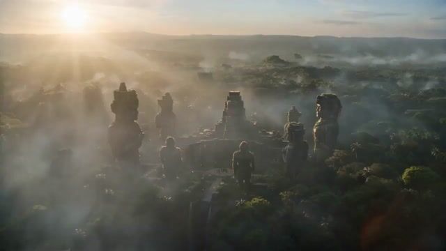 Cinematic Adventure Scene in Ancient Jungle Ruins