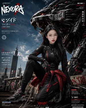Cyberpunk Mecha Warrior Poster