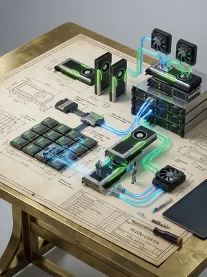 Technical Blueprint of an AI GPU Cluster - Nano Banana Pro AI Prompt for Infographic / Edu Visual
